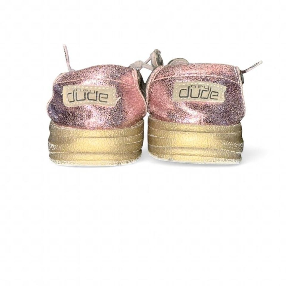 HEY DUDE YOUTH 2-3 LEOPARD W/GOLD PINK TRIM SLIP‎ ON SHOE - Picture 2 of 7